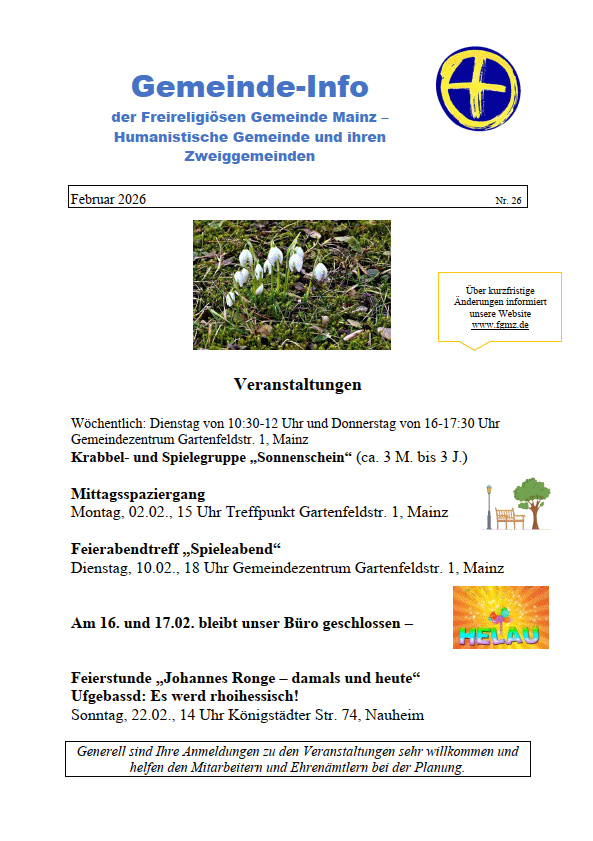 Gemeindeinfo der Freireligiösen Gemeinde